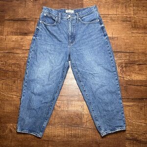 Madewell Jeans Womens 30P* Blue Denim Balloon Barrel Relaxed Tapered High Rise